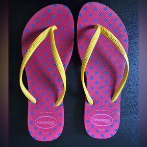 Havaianas Pink and Yellow Flip Flops 9